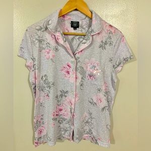 Laura Ashley Women's Medium Lounge Sleep Pajama Top Button Floral With Pocket